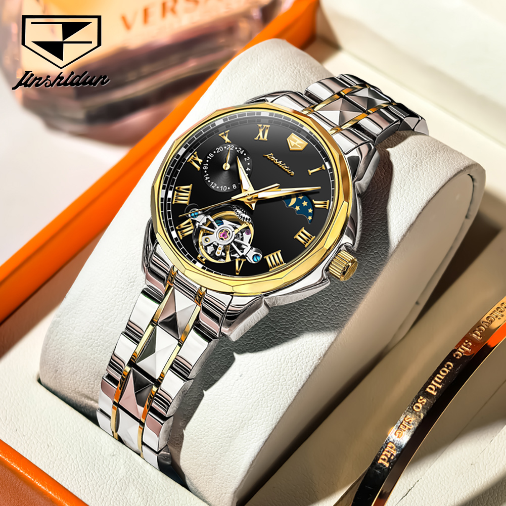 Luxury Watch Moon Phase - Zegarki damskie JSDUN 8937, automatyczne zegarki