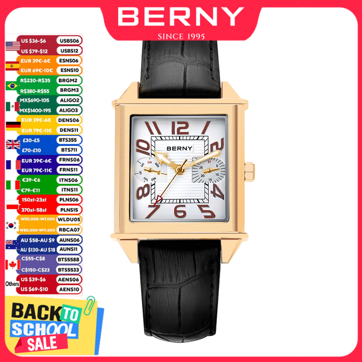 Luxury Watch Audemars Piguet - Zegarek kwarcowy BERNY 6P25 dla mężczyzn,