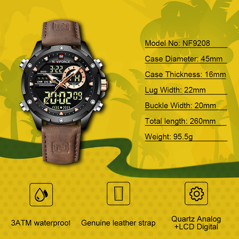 Luxury Watch Holder For Men - Nowe zegarki męskie NAVIFORCE, kwarcowy chronograf,