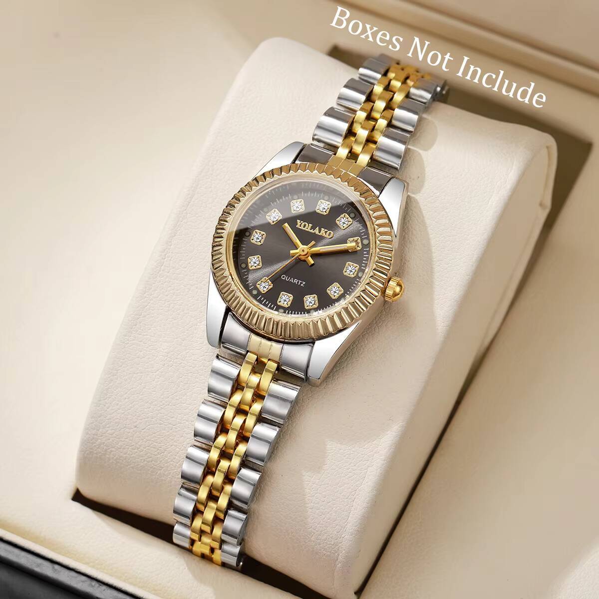 Luxury Watch Display Case - Damski zegarek kwarcowy z cyrkoniami, luksusowy,