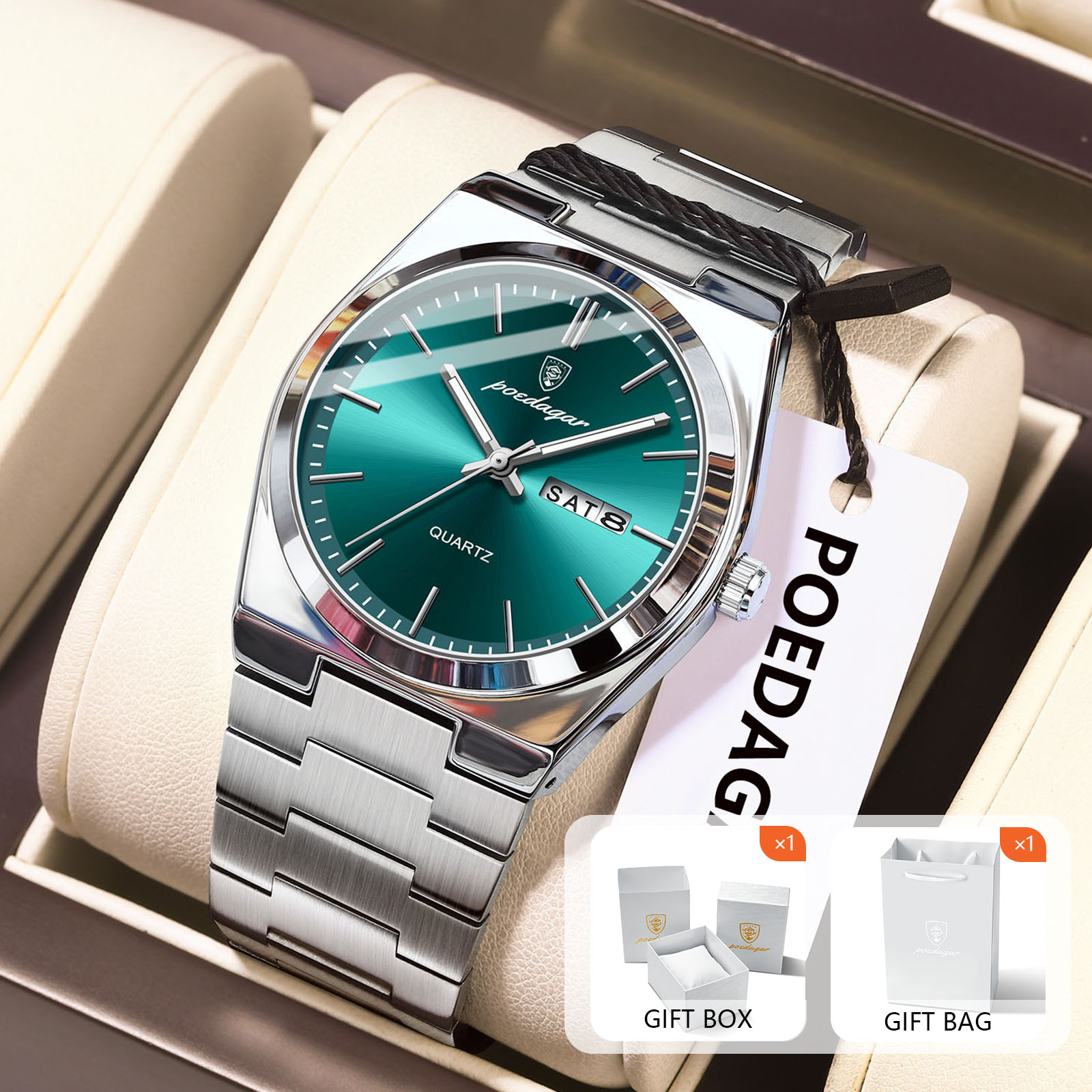 Luxury Watch Display Case - POEDAGAR Oryginalne męskie zegarki kwarcowe Wodoodporny