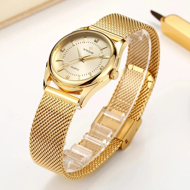 Luxury Watch Brand For Women - WWOOR luksusowa marka sukienka złoty zegarek