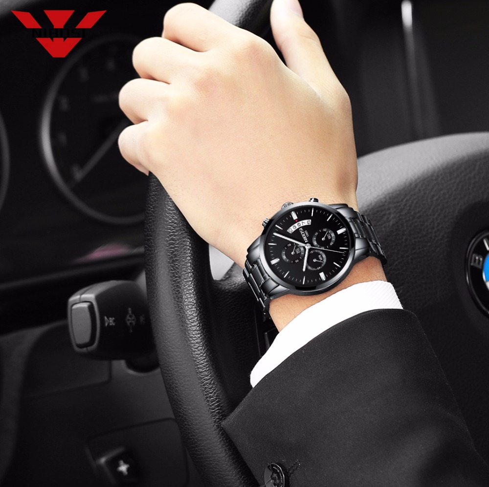 NIBOSI czarny zegarek kwarcowy – Luxury Watch Top 10 recenzja i cena