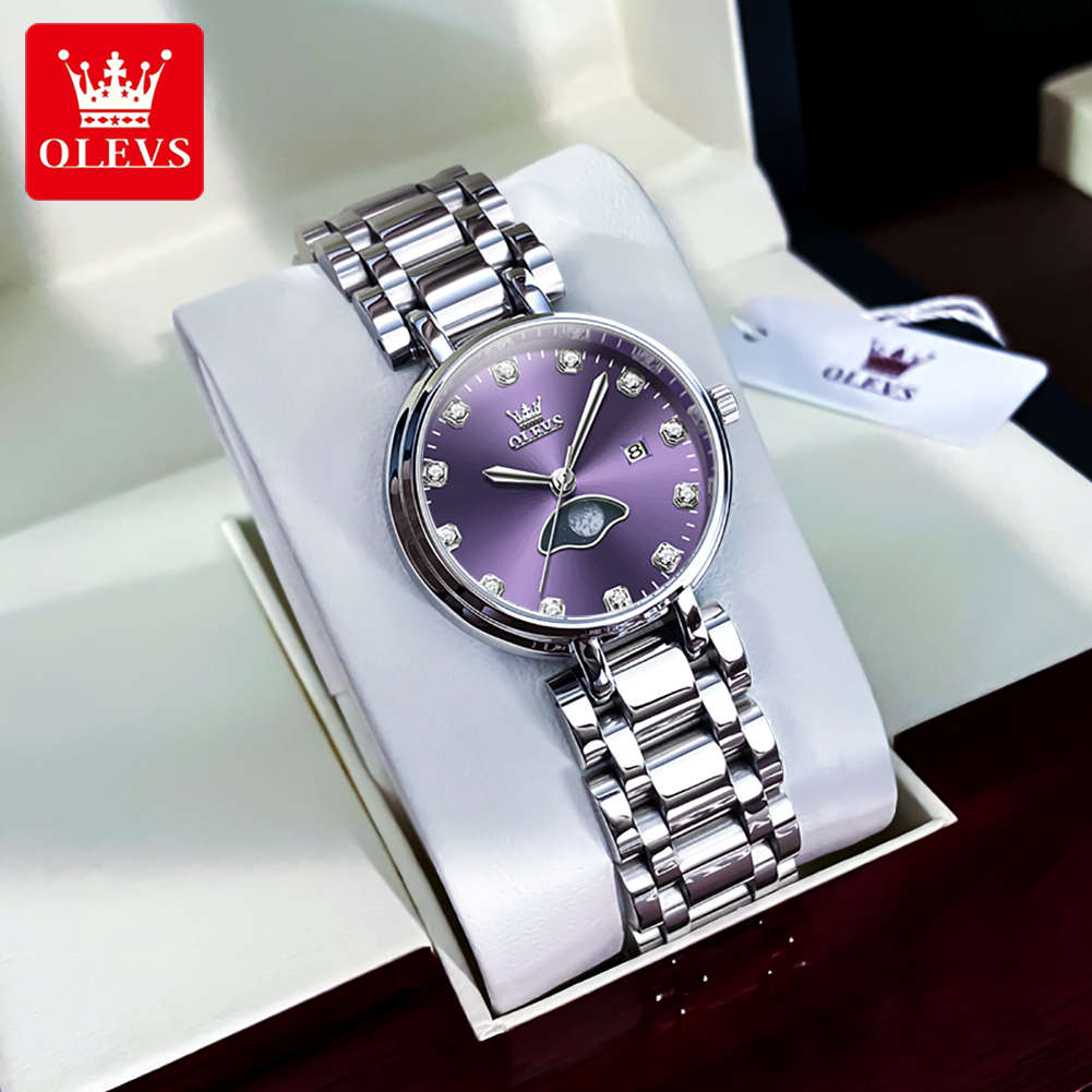 OLEVS elegancki modny fioletow – Luxury Watch Moon Phase recenzja i cena