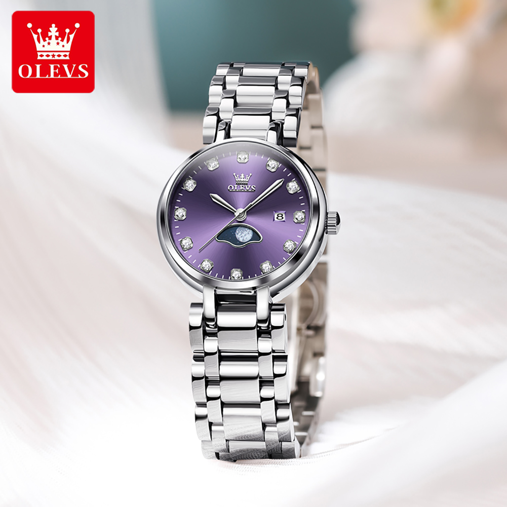 OLEVS elegancki modny fioletow – Luxury Watch Moon Phase recenzja i cena