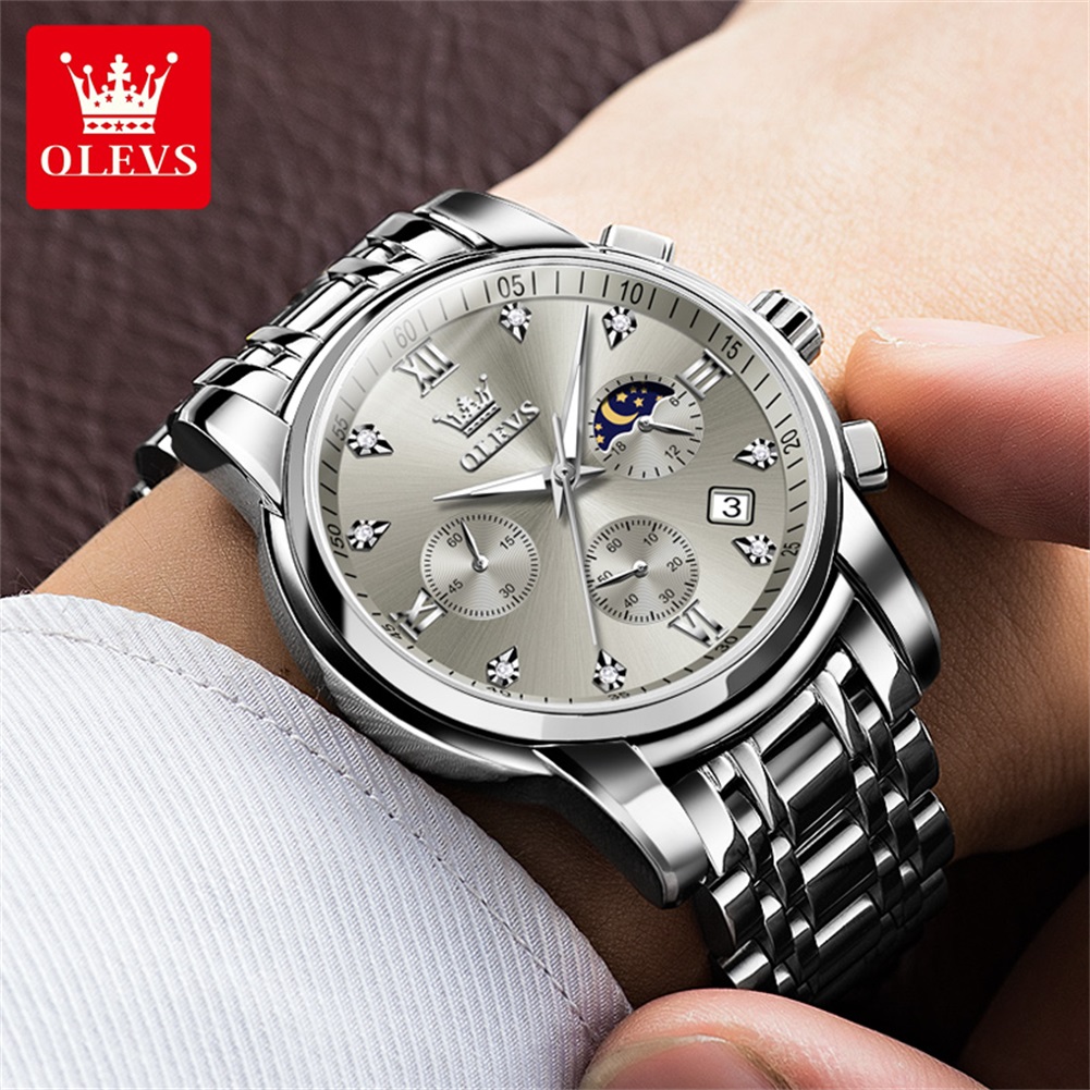 OLEVS 2858 Zegarek kwarcowy mę – Luxury Watch Moon Phase recenzja i cena