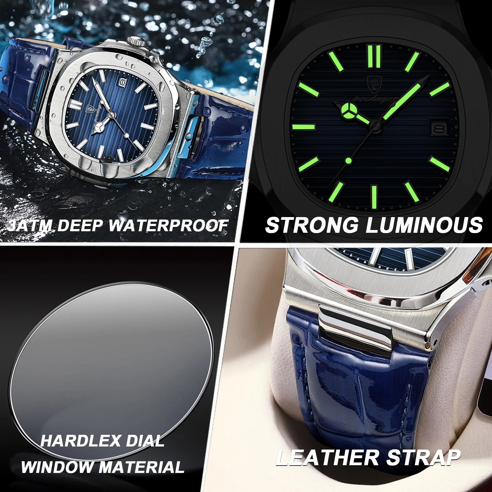 POEDAGAR Top luksusowy kwadrat – Luxury Watch Top 10 recenzja i cena