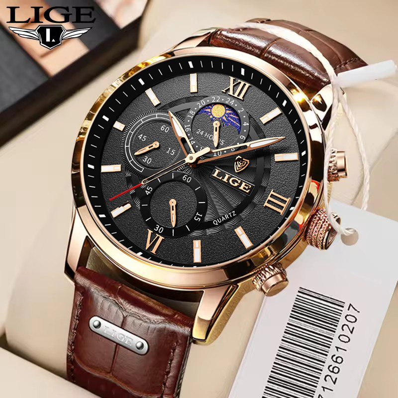 Męskie zegarki LIGE Top marka  – Luxury Watch Holder For Men recenzja i cena