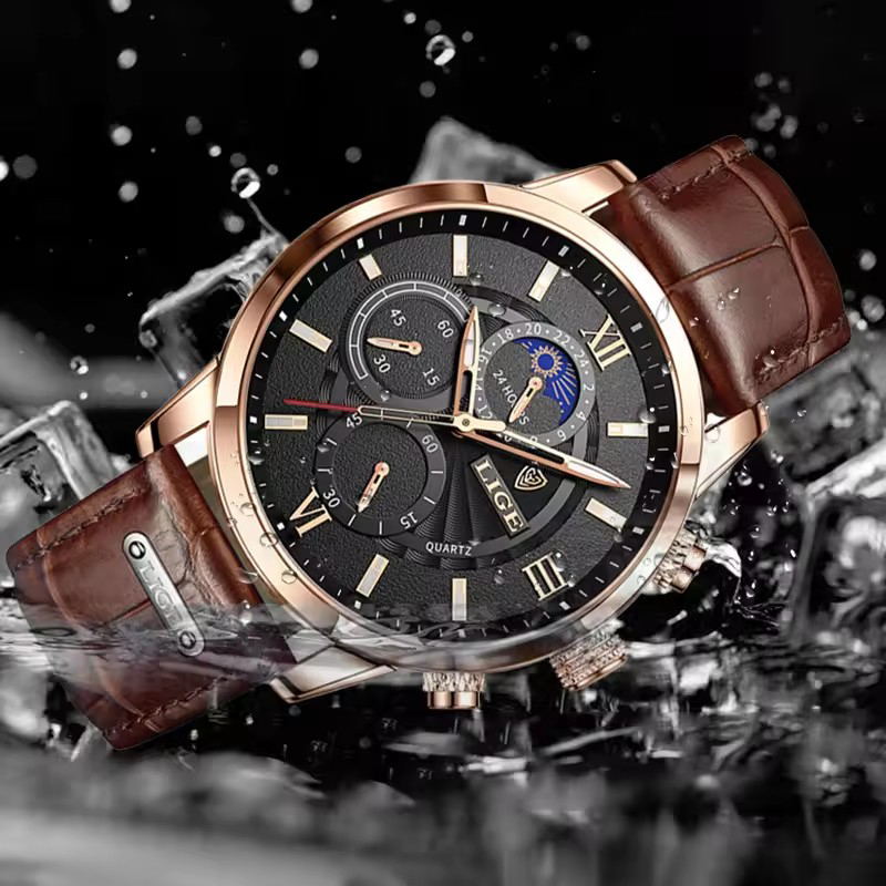 Męskie zegarki LIGE Top marka  – Luxury Watch Holder For Men recenzja i cena